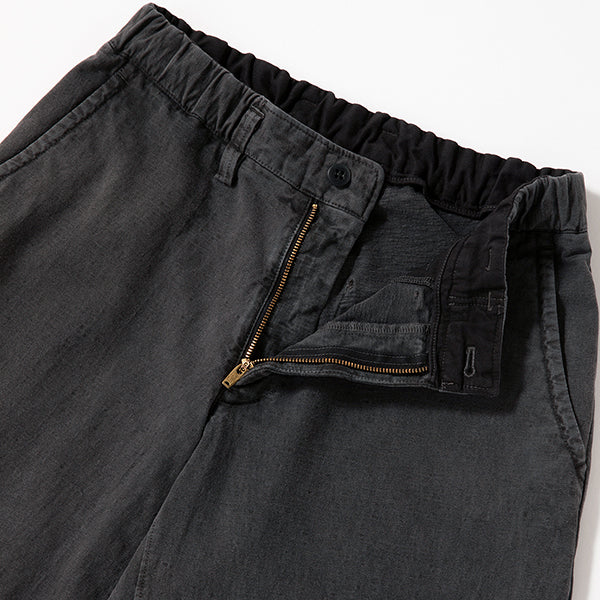 STRETCH PEG-TOP TROUSERS / PIGMENT DYE / FADE BLACK