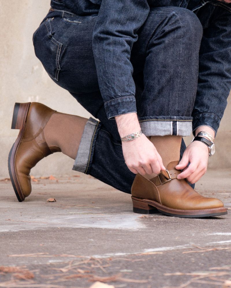 PRE-ORDER 2026 / CHRISTMAS 2026 LIMITED EDITION / WABASH ENGINEER BOOTS / HORWEEN LEATHER CXL / NATURAL ROUGHOUT × DARK OLIVE