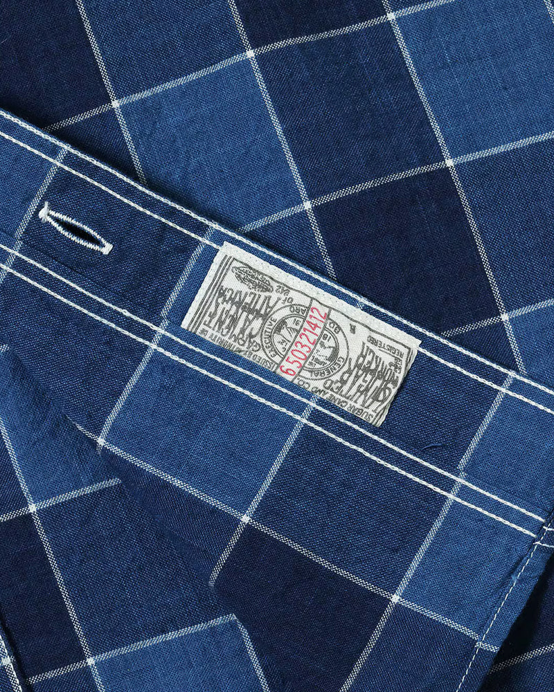 5oz INDIGO CHECK S/S WORK SHIRT / FICTION ROMANCE