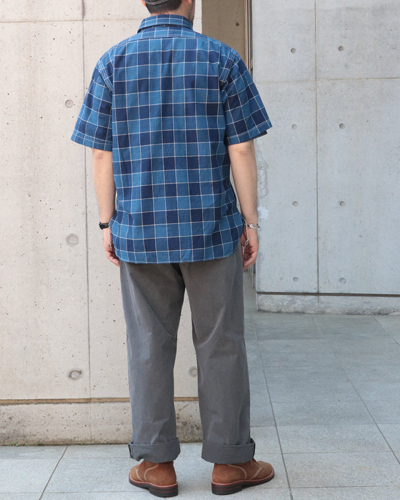 5oz INDIGO CHECK S/S WORK SHIRT / FICTION ROMANCE