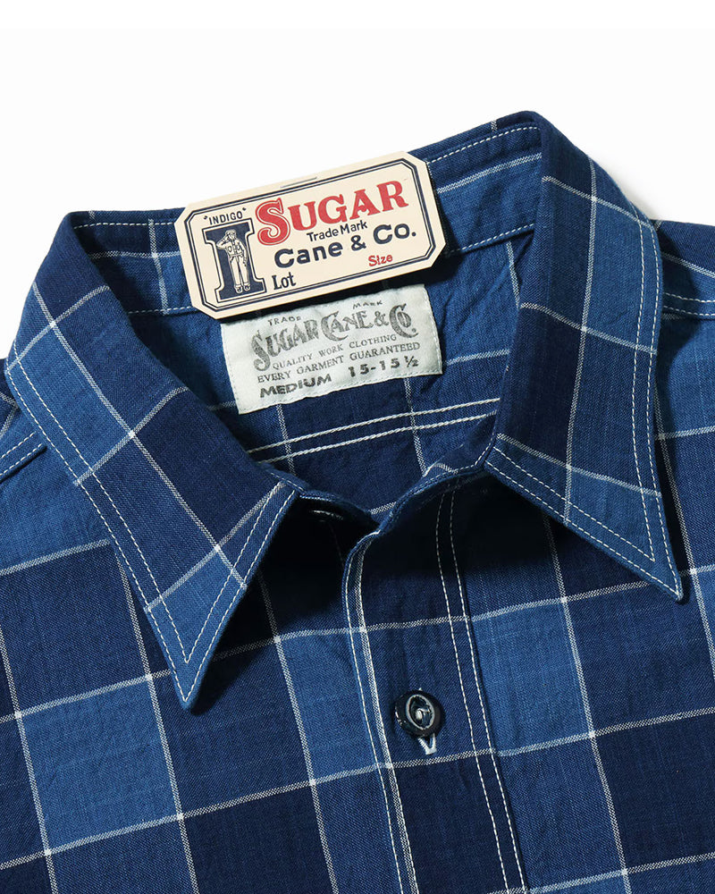 5oz INDIGO CHECK S/S WORK SHIRT / FICTION ROMANCE