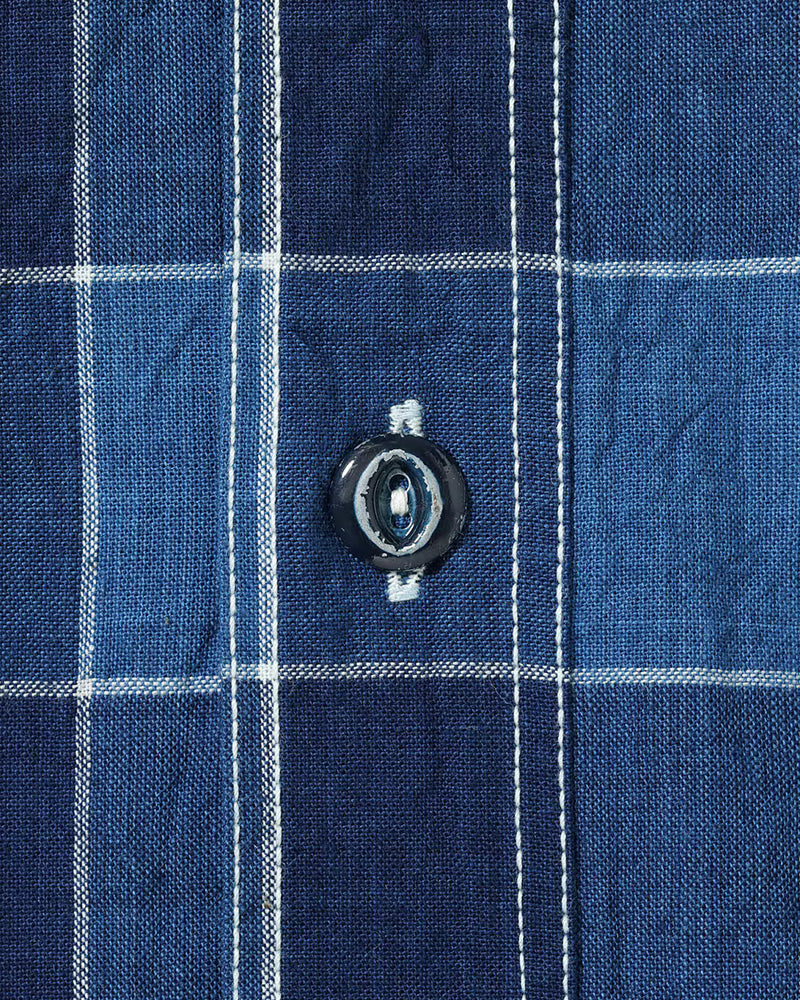 5oz INDIGO CHECK S/S WORK SHIRT / FICTION ROMANCE