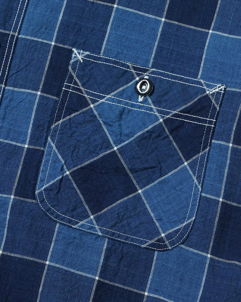 5oz INDIGO CHECK S/S WORK SHIRT / FICTION ROMANCE