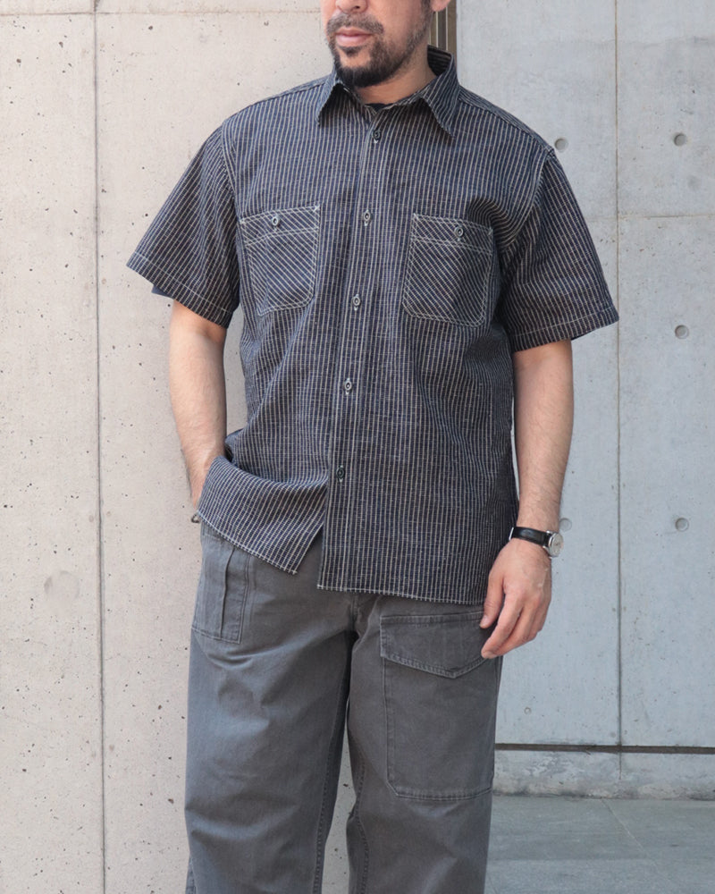 5.25oz. INDIGO CHECK S/S WORK SHIRT / FICTION ROMANCE