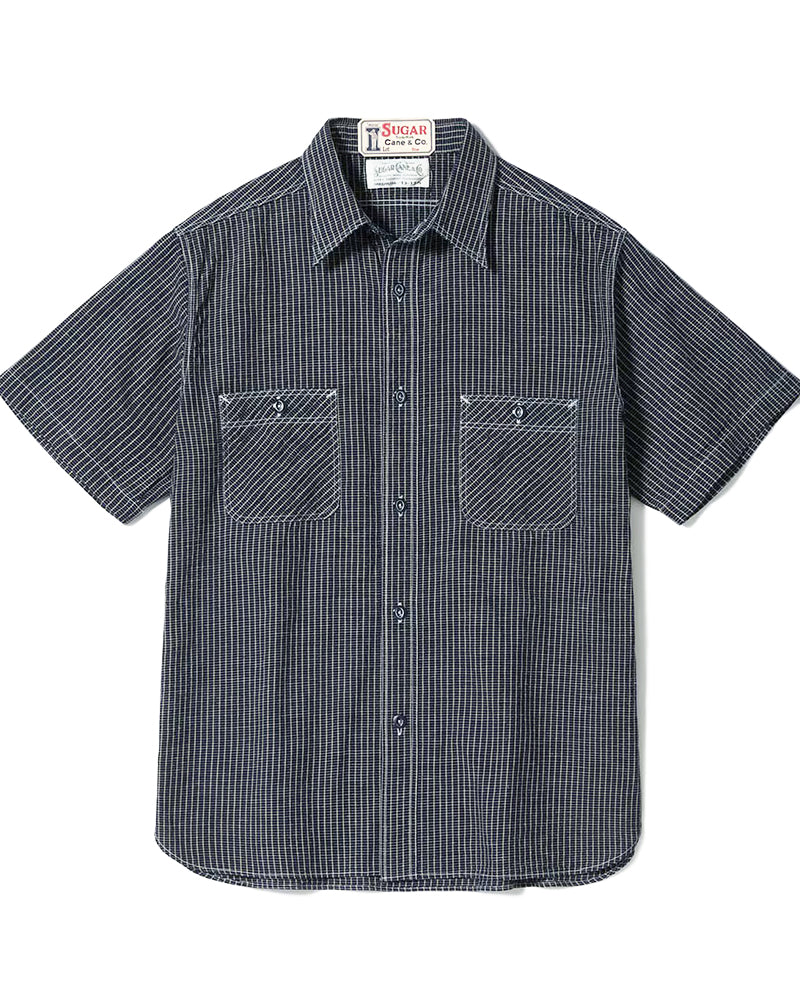 5.25oz. INDIGO CHECK S/S WORK SHIRT / FICTION ROMANCE