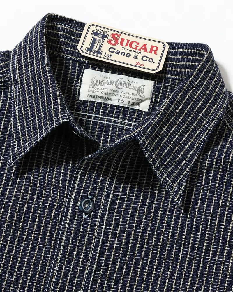 5.25oz. INDIGO CHECK S/S WORK SHIRT / FICTION ROMANCE
