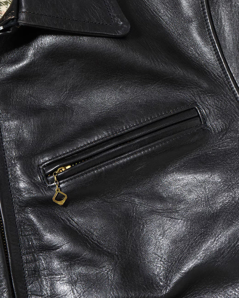 1940s ROUGH-IN SPORT JACKET / WWII MODEL / HORSE HIDE / BLACK