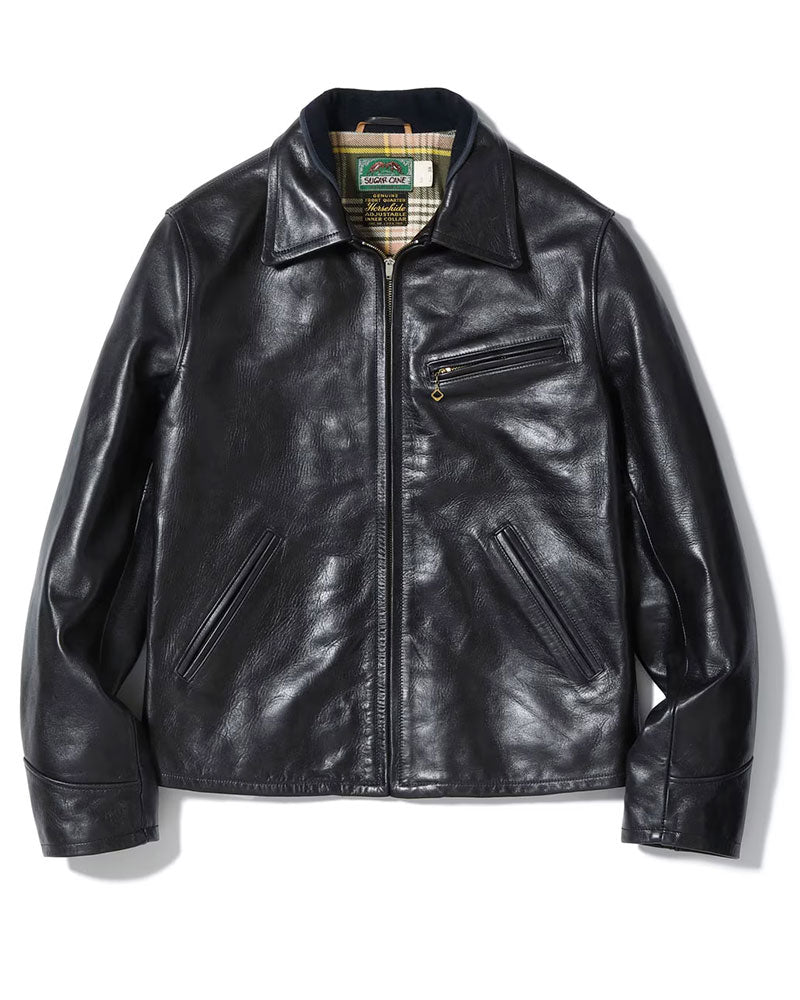 1940s ROUGH-IN SPORT JACKET / WWII MODEL / HORSE HIDE / BLACK