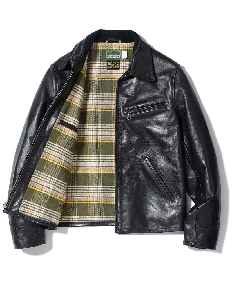 1940s ROUGH-IN SPORT JACKET / WWII MODEL / HORSE HIDE / BLACK