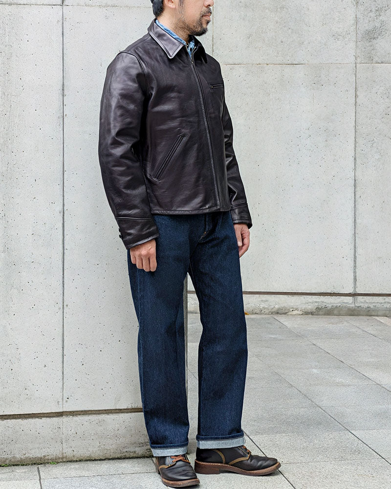 1940s ROUGH-IN SPORT JACKET / WWII MODEL / HORSE HIDE / BLACK