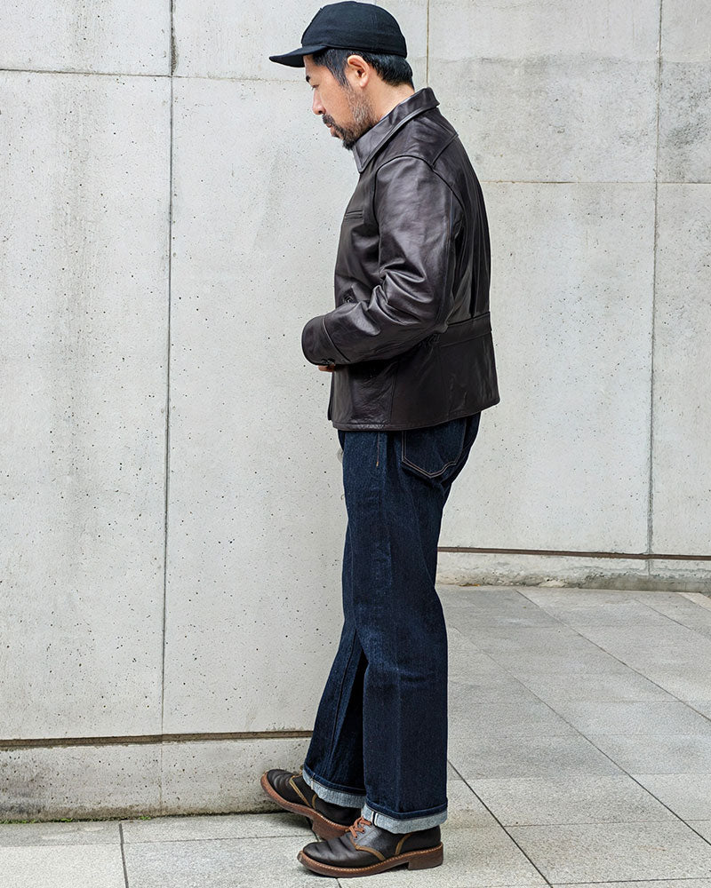 1940s ROUGH-IN SPORT JACKET / WWII MODEL / HORSE HIDE / BLACK