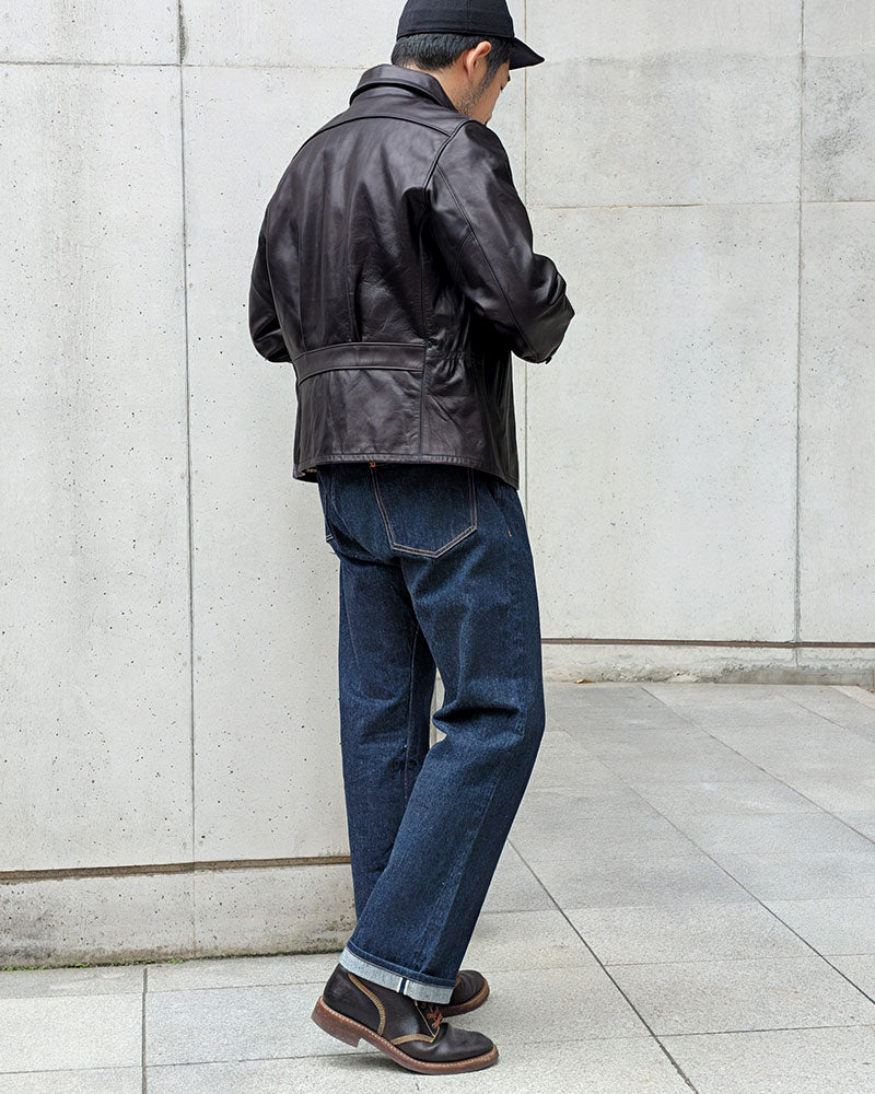 1940s ROUGH-IN SPORT JACKET / WWII MODEL / HORSE HIDE / BLACK