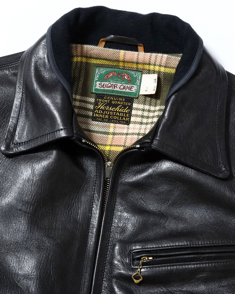 1940s ROUGH-IN SPORT JACKET / WWII MODEL / HORSE HIDE / BLACK
