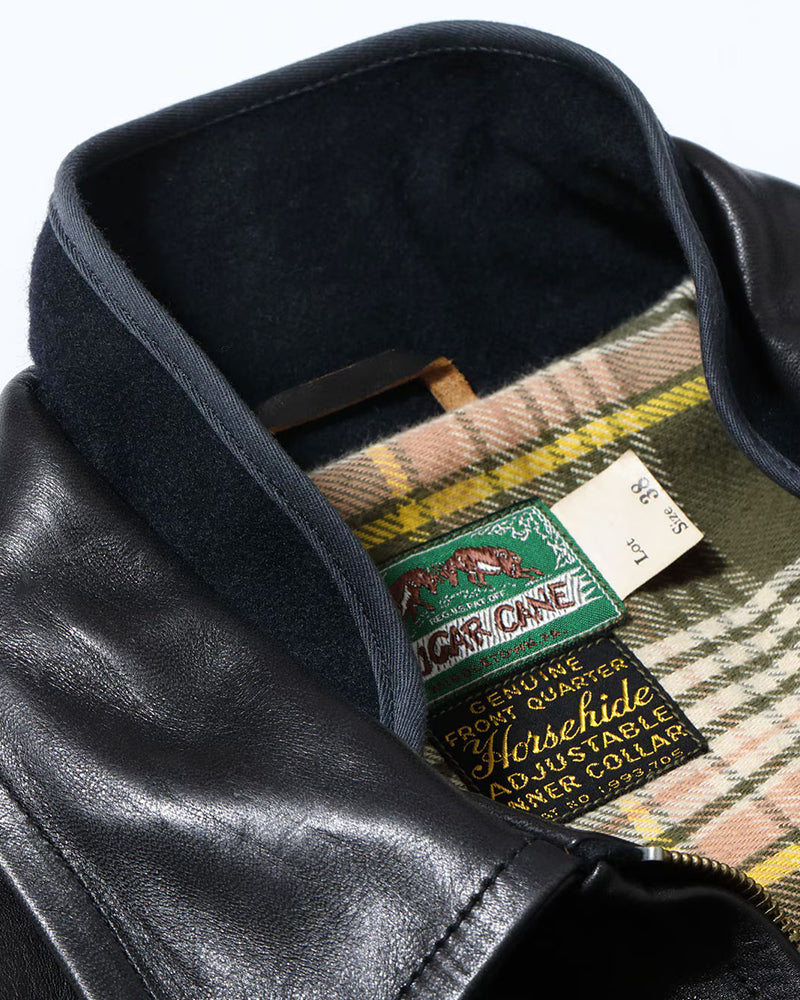 1940s ROUGH-IN SPORT JACKET / WWII MODEL / HORSE HIDE / BLACK