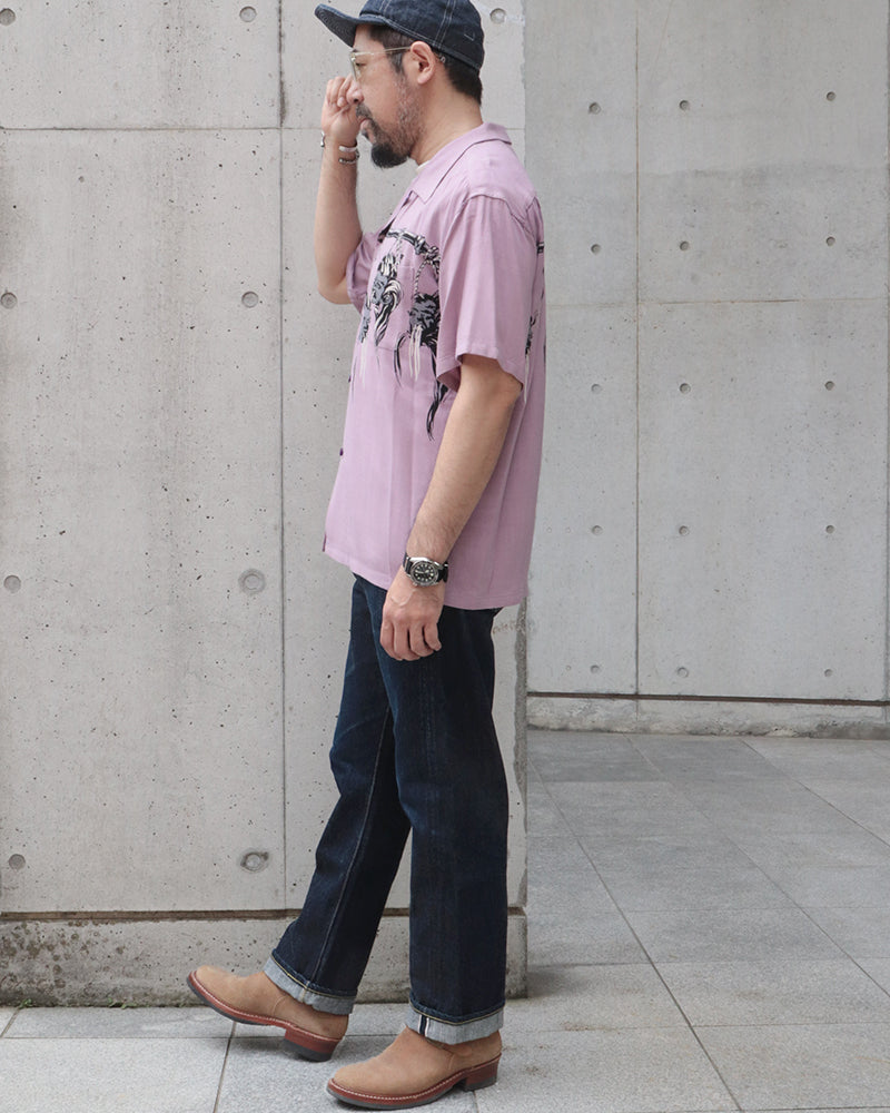 SHRUNKEN HEAD / HOPSACK RAYON S/S OPEN SHIRT / STAR OF HOLLYWOOD