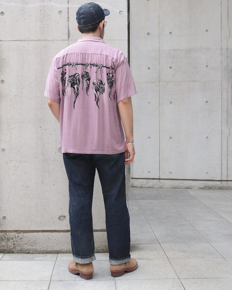 SHRUNKEN HEAD / HOPSACK RAYON S/S OPEN SHIRT / STAR OF HOLLYWOOD