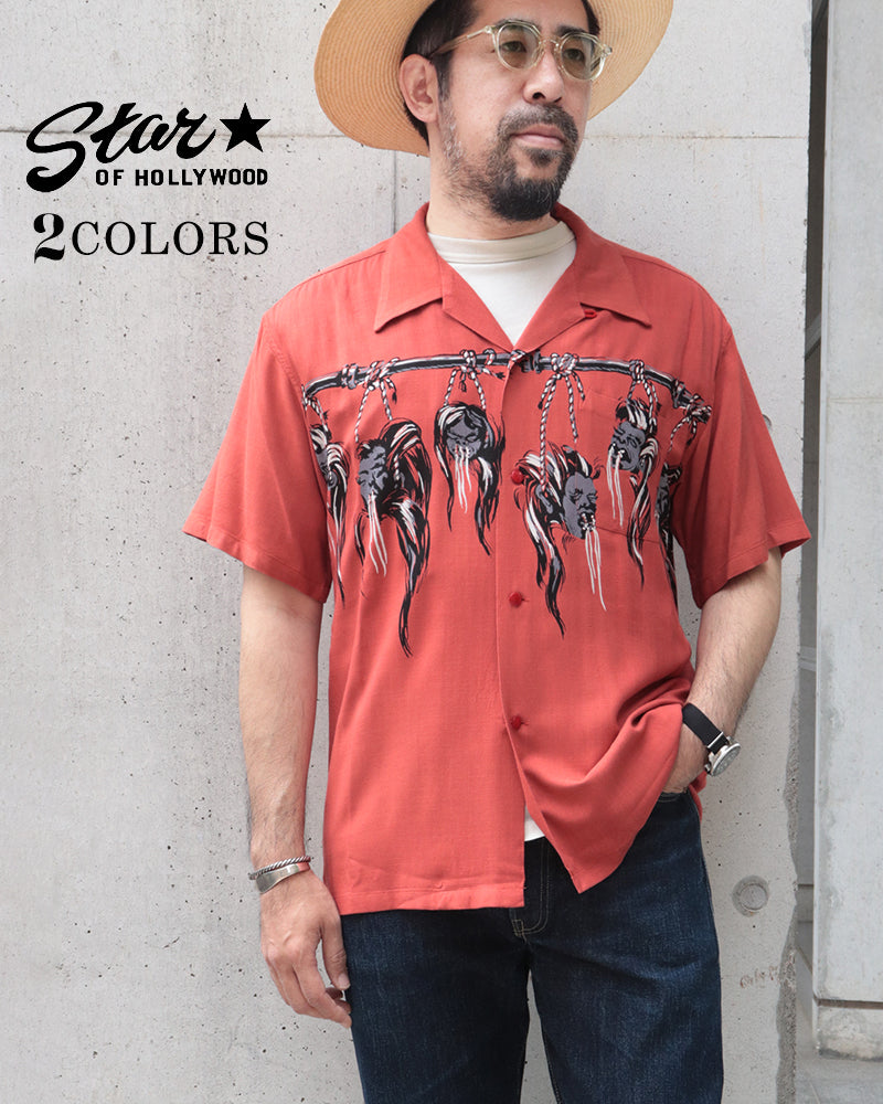 SHRUNKEN HEAD / HOPSACK RAYON S/S OPEN SHIRT / STAR OF HOLLYWOOD
