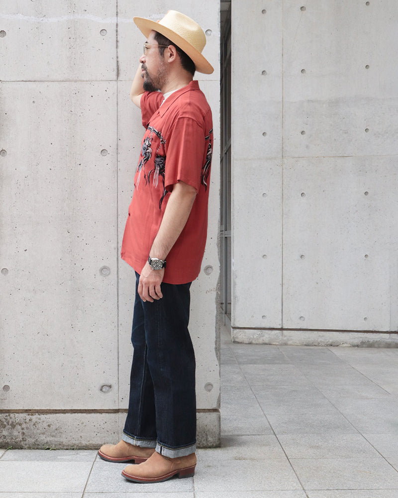 SHRUNKEN HEAD / HOPSACK RAYON S/S OPEN SHIRT / STAR OF HOLLYWOOD