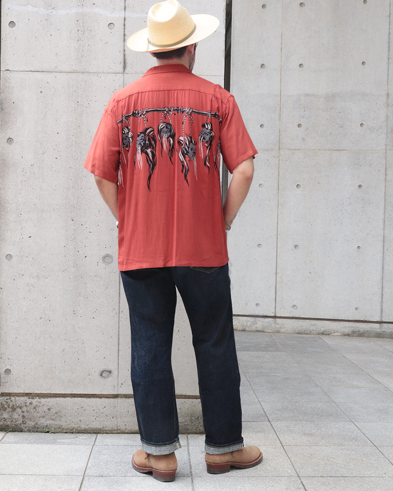 SHRUNKEN HEAD / HOPSACK RAYON S/S OPEN SHIRT / STAR OF HOLLYWOOD