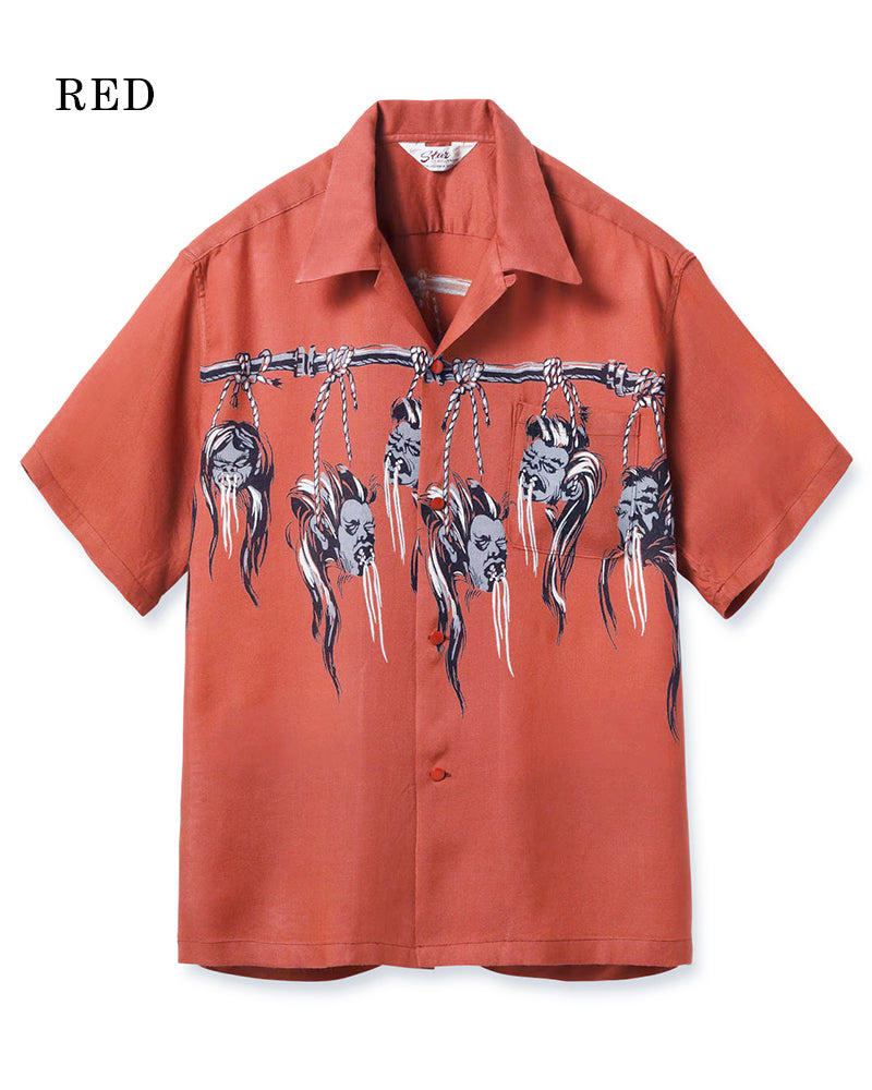 [L]Star of Hollywood “SHRUNKEN HEAD” SHRUNKEN HEAD / HOPSACK RAYON S/S OPEN SHIRT / STAR OF HOLLYWOOD