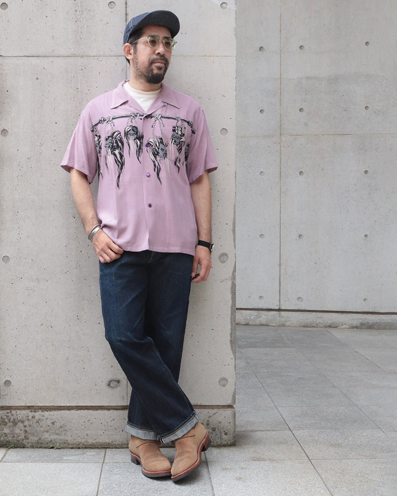 SHRUNKEN HEAD / HOPSACK RAYON S/S OPEN SHIRT / STAR OF HOLLYWOOD