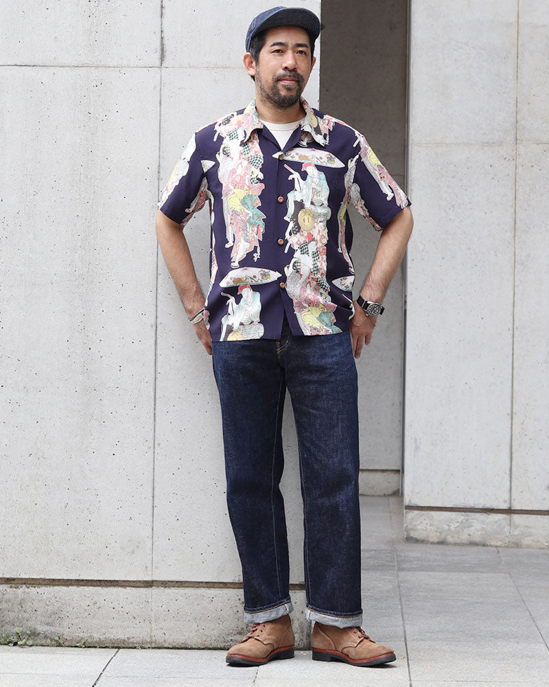 HAWAIIAN SHIRT / KATSUSHIKA HOKUSAI "DANCE" / NATIONAL TREASURE OF JAPAN