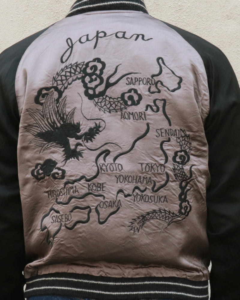 LATE 1940s STYLE ACETATE SOUVENIR JACKET / KOSHO & CO. SPECIAL EDITION / WHITE TIGER × JAPAN MAP