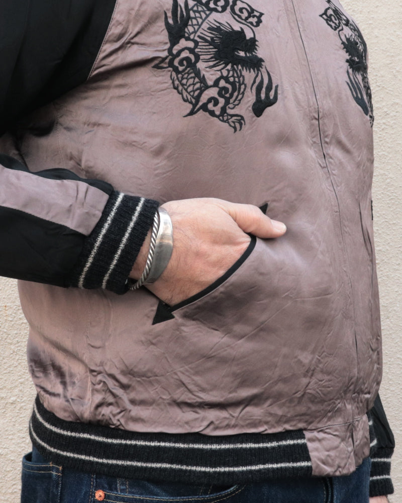 LATE 1940s STYLE ACETATE SOUVENIR JACKET / KOSHO & CO. SPECIAL EDITION / WHITE TIGER × JAPAN MAP