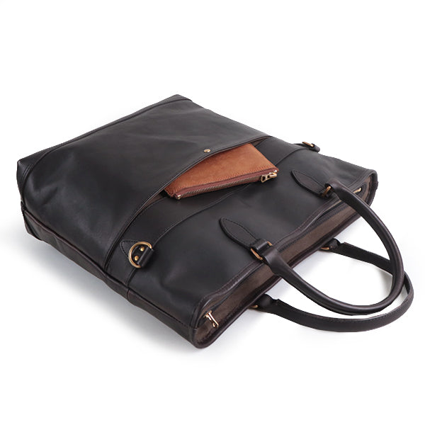 LEATHER NELSON 2 WAY BAG / COW HIDE / BLACK