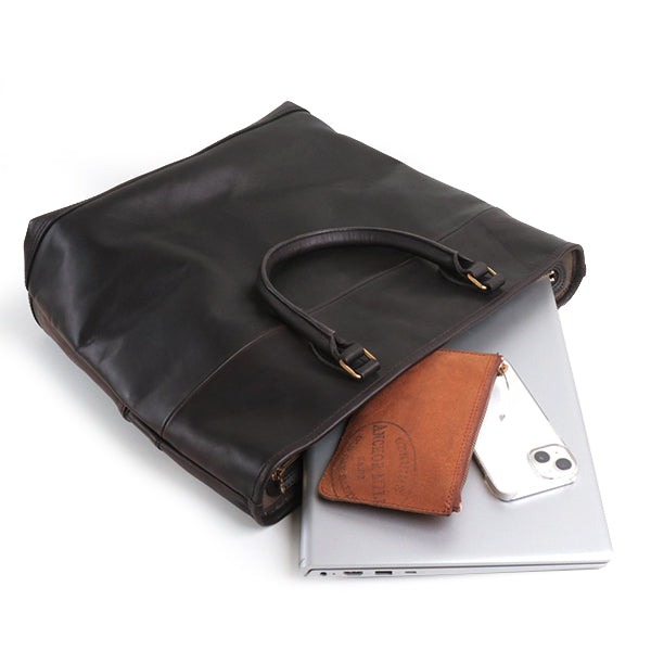 LEATHER NELSON 2 WAY BAG / COW HIDE / BLACK