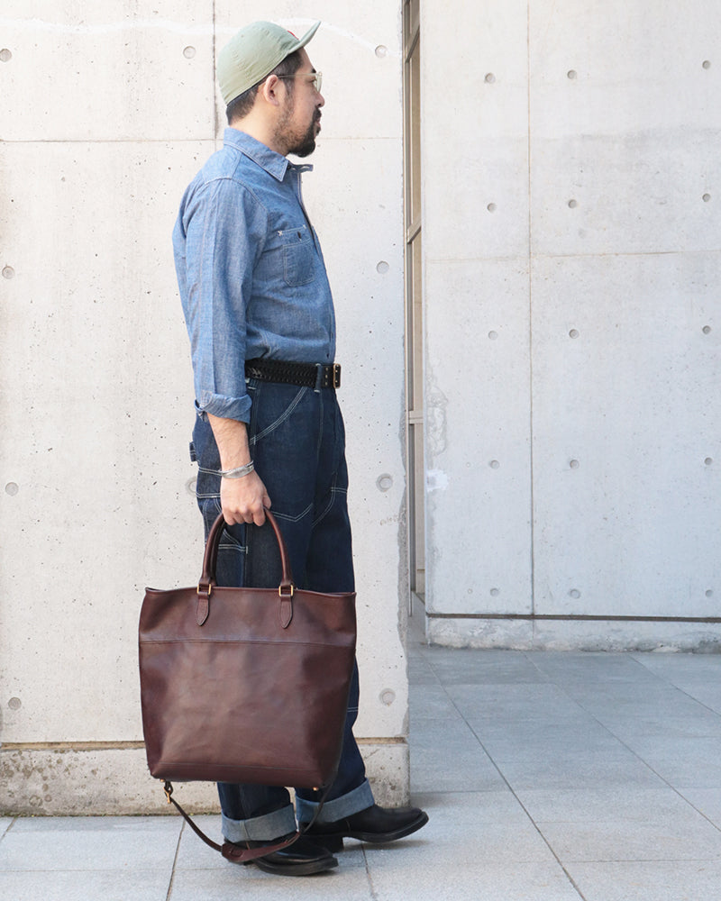 LEATHER NELSON 2 WAY BAG / COW HIDE / BROWN