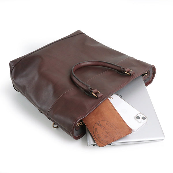 LEATHER NELSON 2 WAY BAG / COW HIDE / BROWN