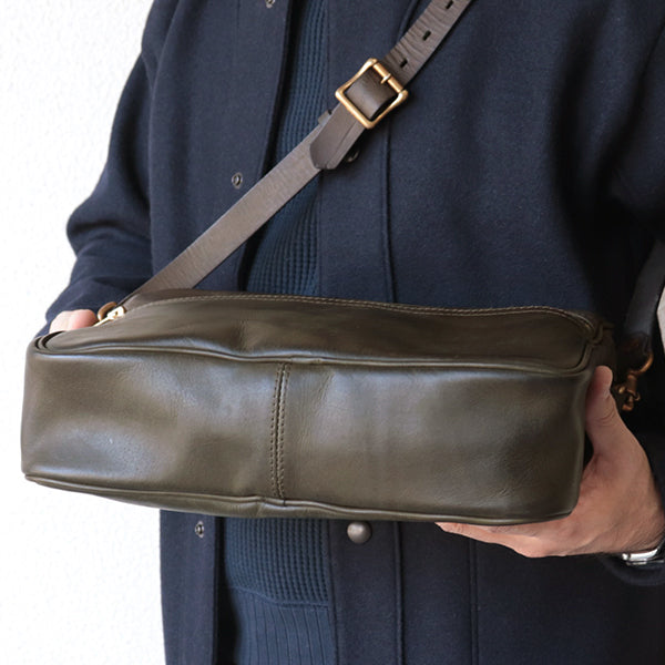 LEATHER WANDER SHOULDER BAG / BLACK VINTAGE FINISH