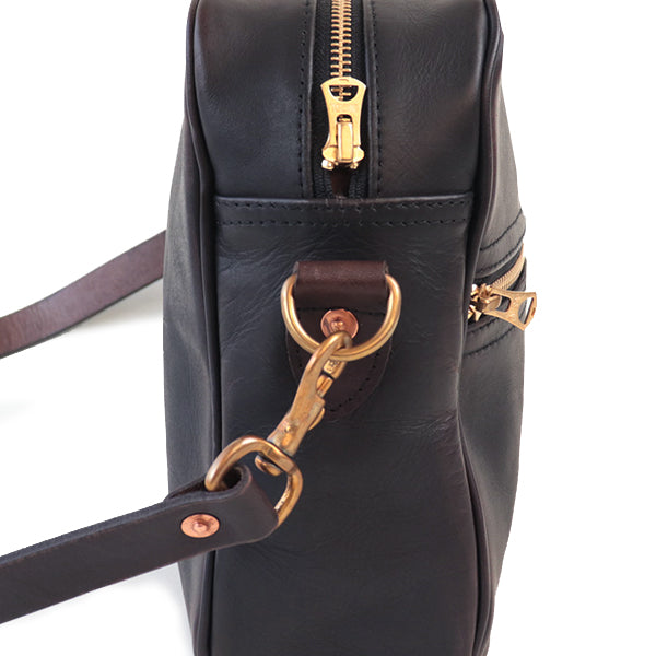 LEATHER WANDER SHOULDER BAG / BLACK VINTAGE FINISH