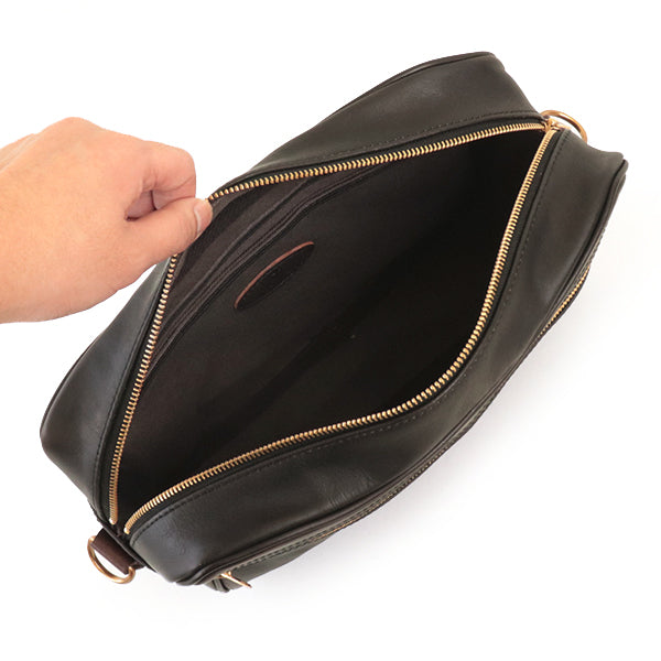 LEATHER WANDER SHOULDER BAG / BLACK VINTAGE FINISH