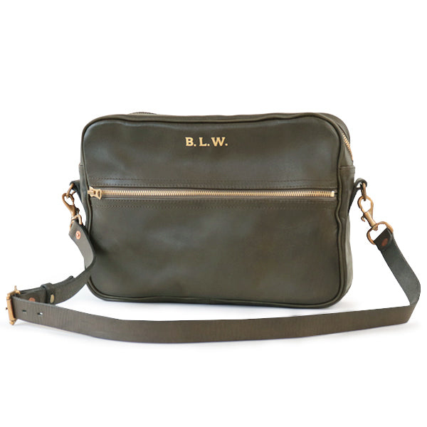 LEATHER WANDER SHOULDER BAG / OLIVE VINTAGE FINISH