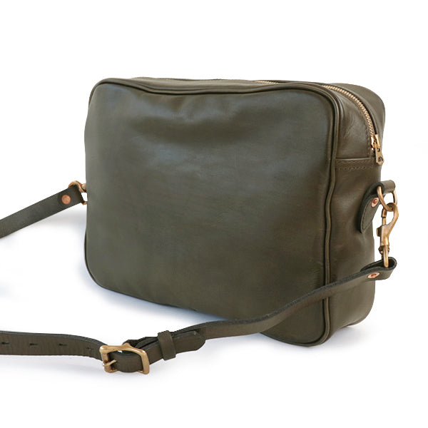 LEATHER WANDER SHOULDER BAG / OLIVE VINTAGE FINISH