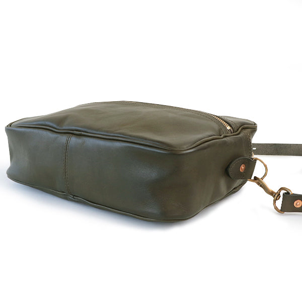 LEATHER WANDER SHOULDER BAG / OLIVE VINTAGE FINISH