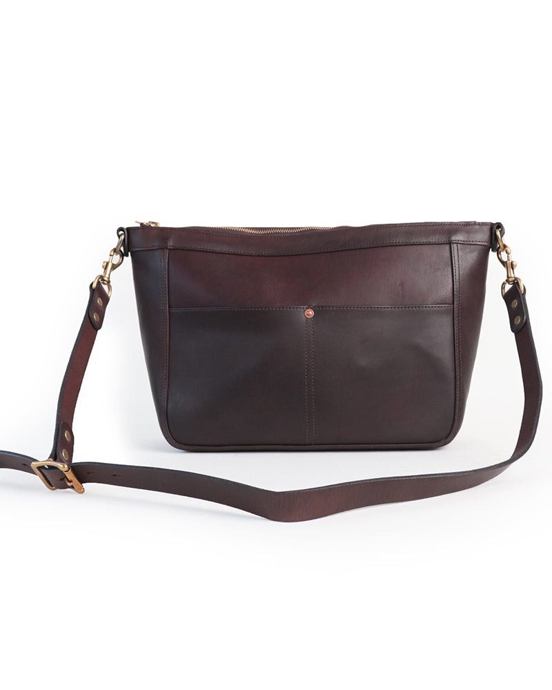 LEATHER TELEPHONE SHOULDER BAG / COW HIDE / BROWN