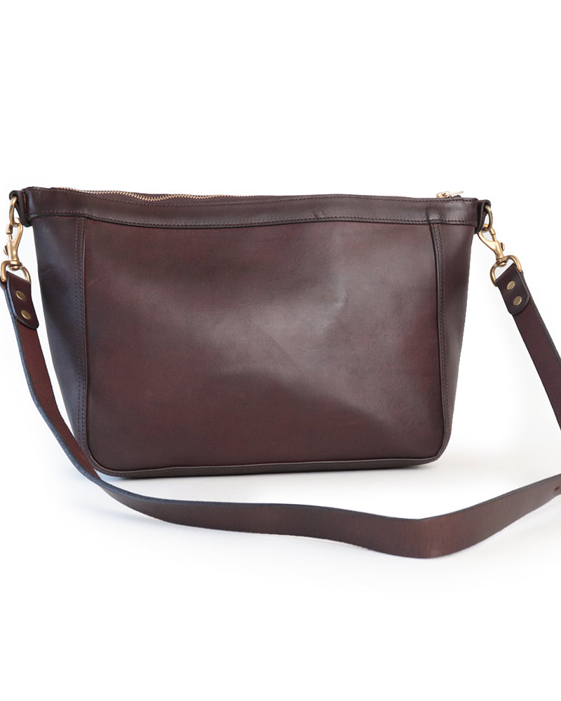 LEATHER TELEPHONE SHOULDER BAG / COW HIDE / BROWN