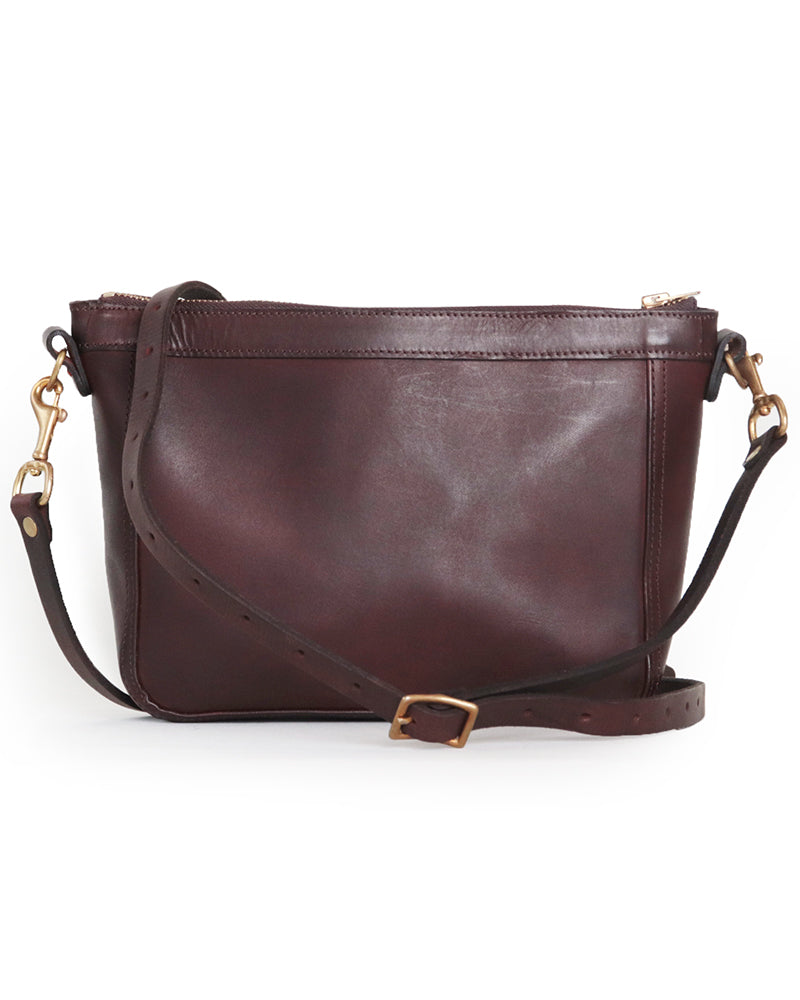 SMALL LEATHER TELEPHONE SHOULDER BAG / COW HIDE / BROWN / A5 SIZE