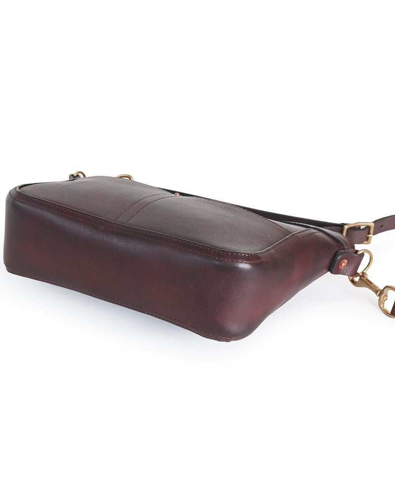SMALL LEATHER TELEPHONE SHOULDER BAG / COW HIDE / BROWN / A5 SIZE