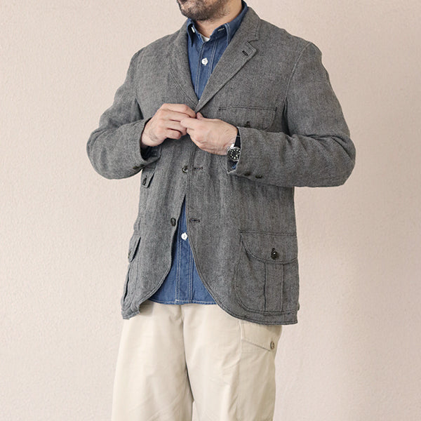 LEWIS SACK COAT / LATE 1800s TAILORED SACK COAT / LINEN SERGE / YARN-DYED CHARCOAL