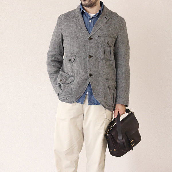 LEWIS SACK COAT / LATE 1800s TAILORED SACK COAT / LINEN SERGE / YARN-DYED CHARCOAL