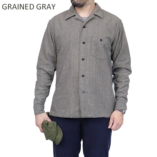 JOHNNY OPEN COLLAR SHIRT / GRAINED OXFORD