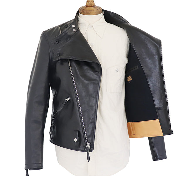 SAN MATEO PETER'S TAILOR MADE / 1930s MOTORCYCLE JACKET / DOUBLE BREASTED TYPE / HORSE HIDE RUDE BLACK / 2021 MODEL