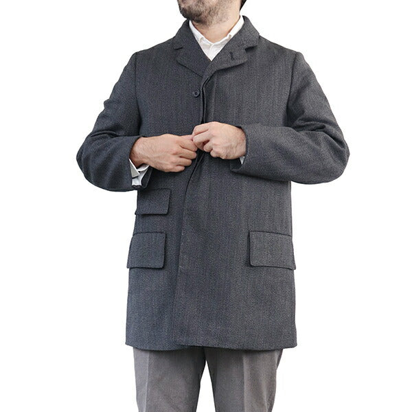 LANGLEY / LATE 1800s ENGINEER'S OVER COAT / GRAINED WOOL OXFORD / GRAINED GRAY