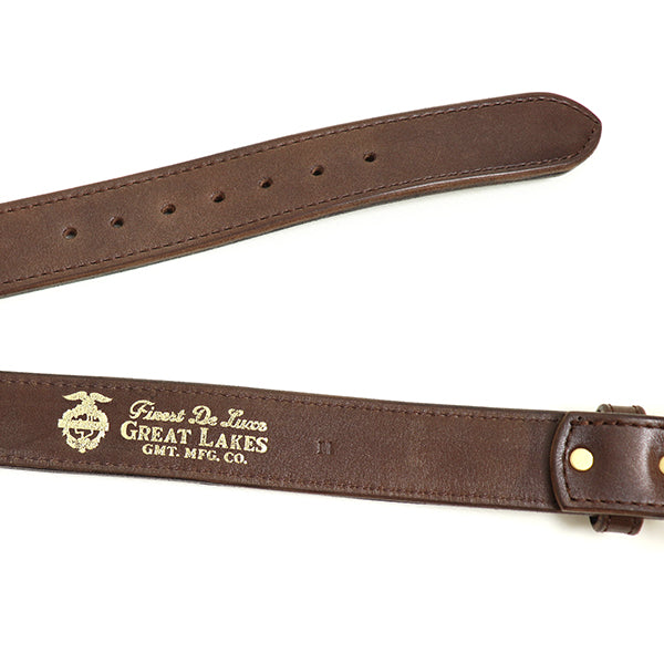 WOODSMAN BELT / GREAT LAKES GMT. MFG.CO./ TWO-PLY LAMINATION THICK LEATHER / COW HIDE / DARK BROWN