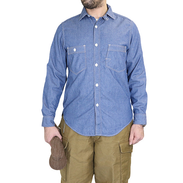 ENGINEER SHIRT / 1920 - 1930s STYLE WORK SHIRT / 6oz INDIGO MINI HERRINGBONE