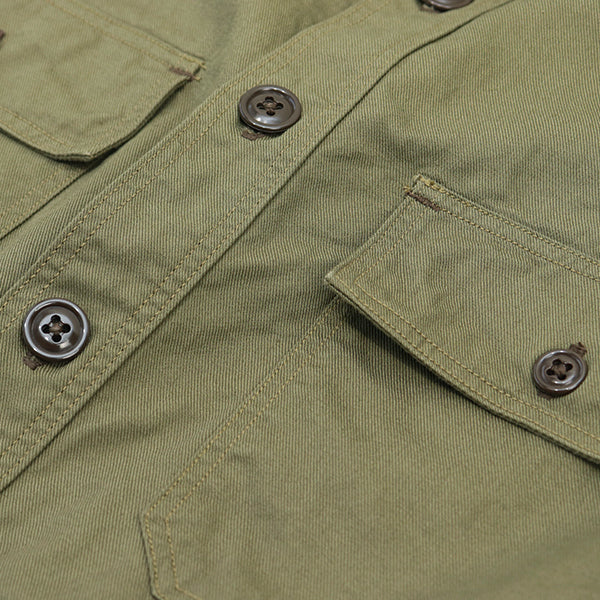 MILITARY UTILITY SHIRT / 1940s CIVILIAN MILITARY STYLE CLOTHING / OLIVE